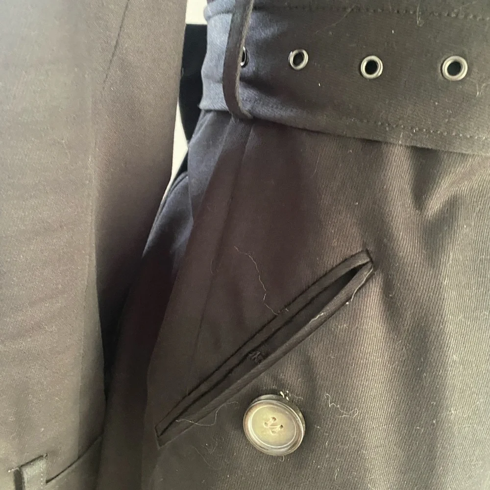 Sinclaire 10 Elegant Black Bow Trench Coat - Picture 4 of 10